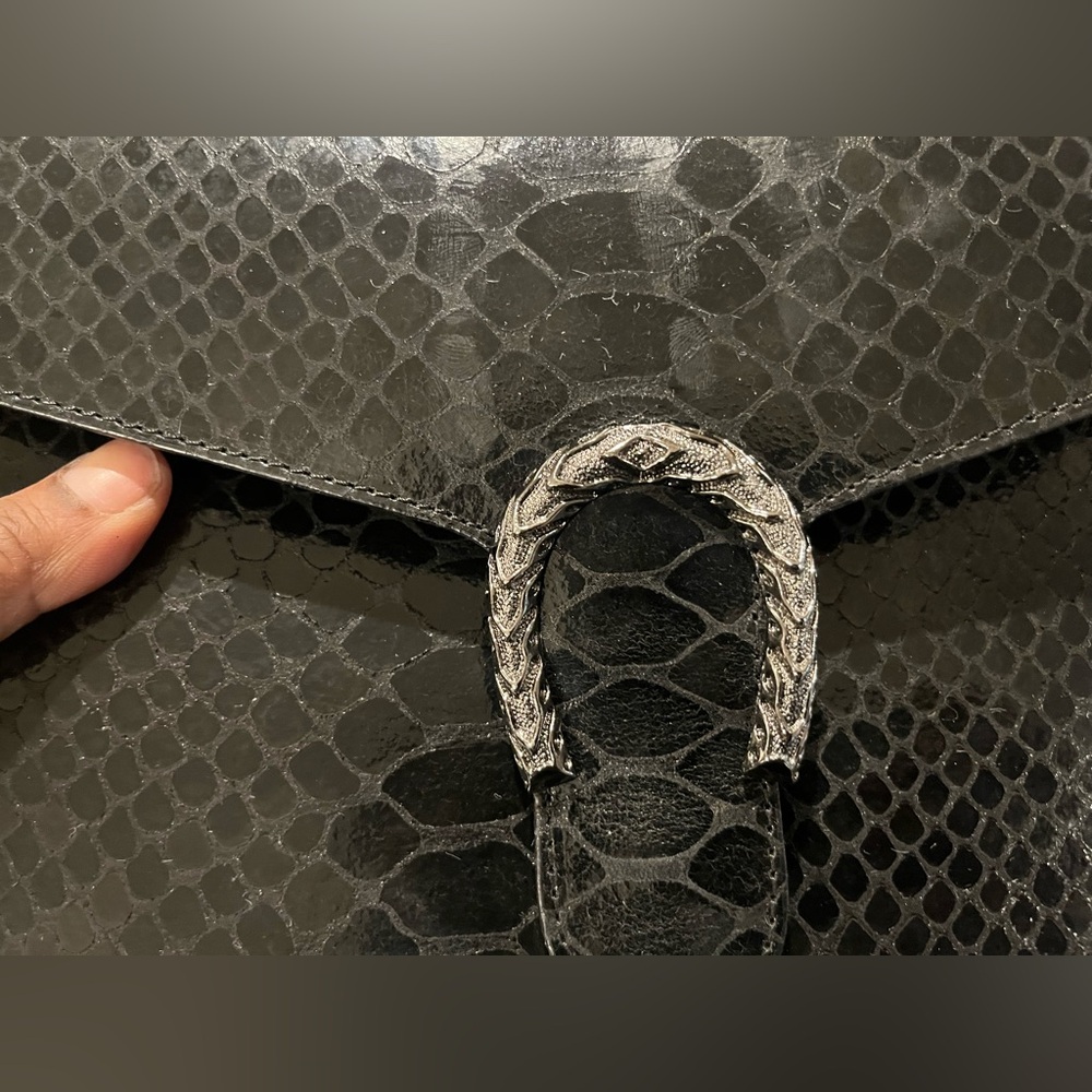 Marina Galanti 🇮🇹 Black Reptile Skin Shoulder Bag - Picture 15 of 17